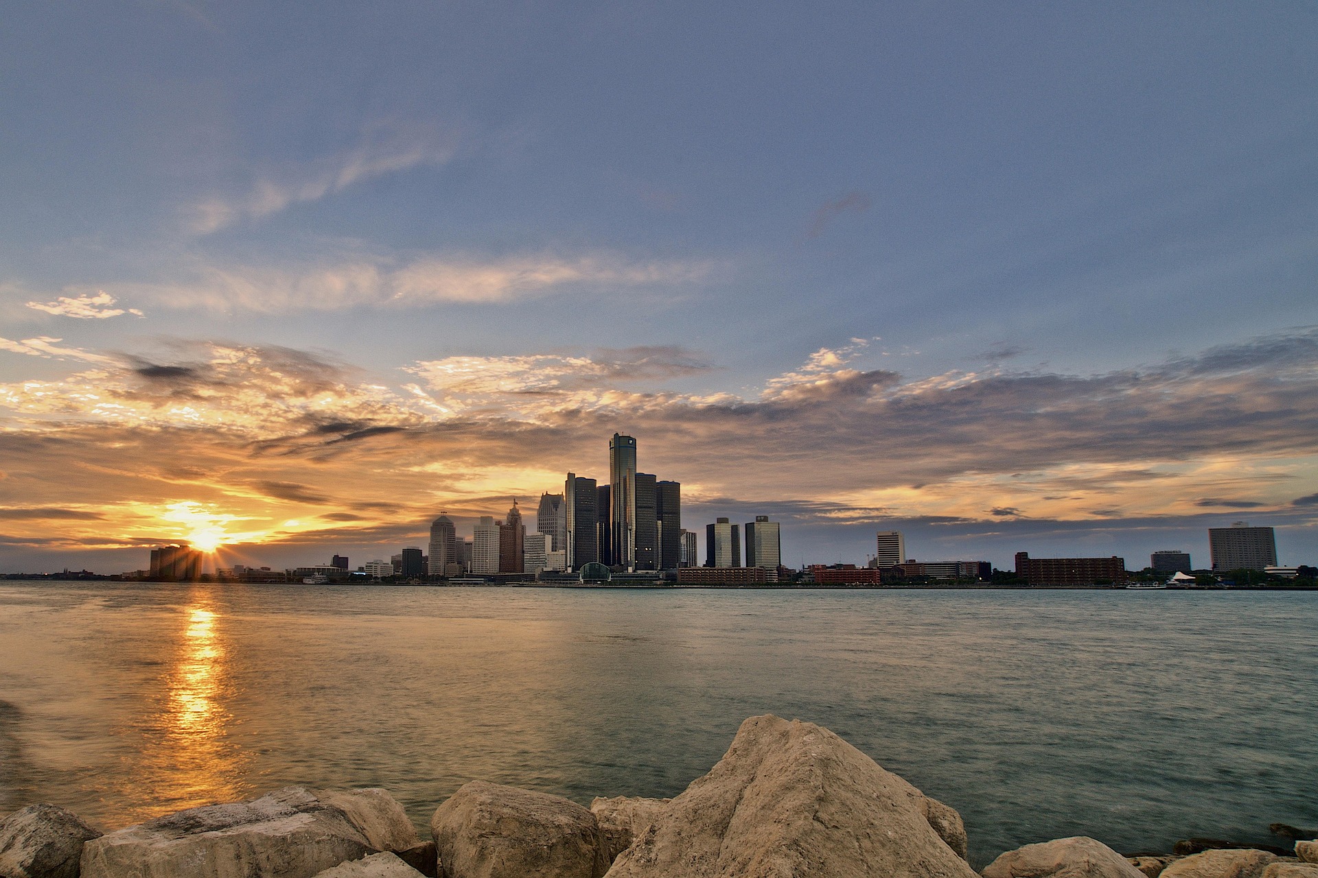 View of city from lake